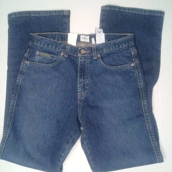 Calvin Klein Slim Fit Boot Cut High Waisted Stretch Dark Wash Y2k Jean New Sz 8 - Picture 3 of 8